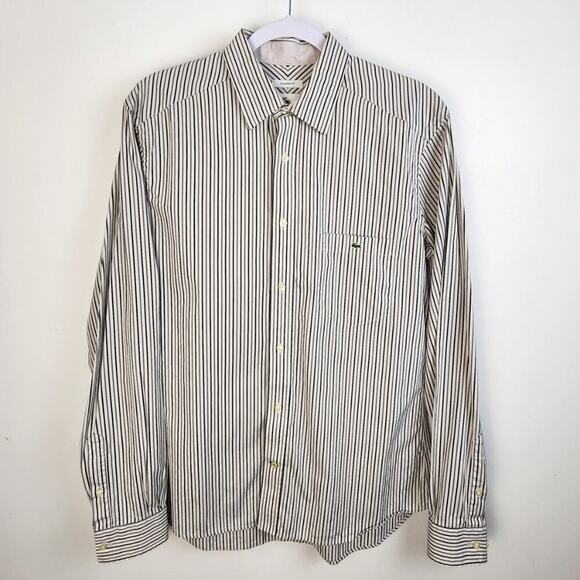 Lacoste Modern Fit Button Front Shirt Size 40 or Large Quiet Luxury Preppy Posh - Picture 1 of 4